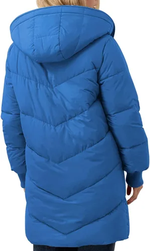 Vista 3 de Ebifin Abrigos cálidos de invierno para mujer, con forro polar, chaqueta larga acolchada con capucha