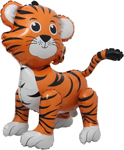 Vista 10 de Globos 4D para caminar con temática de animales de aluminio, león, panda, alpaca, ballon, selva, bosque, zoológico, suministros para fiesta