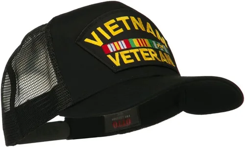 Vista 5 de e4Hats Gorra trasera de malla con parches militares de Vietnam Negro