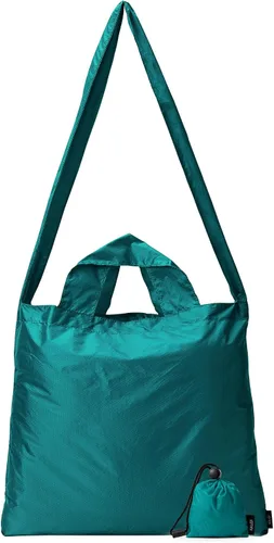 Vista 12 de KALIDI - Bolsa de compras compacta, ligera, plegable, pequeña, reutilizable, bolsa cruzada Negro