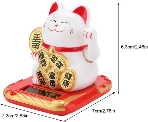Vista 6 de Tosuny Solar Luck Kitty, gato de buena suerte, gato que hace llamas, lindo gatito chino, gato de la suerte, brazo agitador trae salud, riqueza