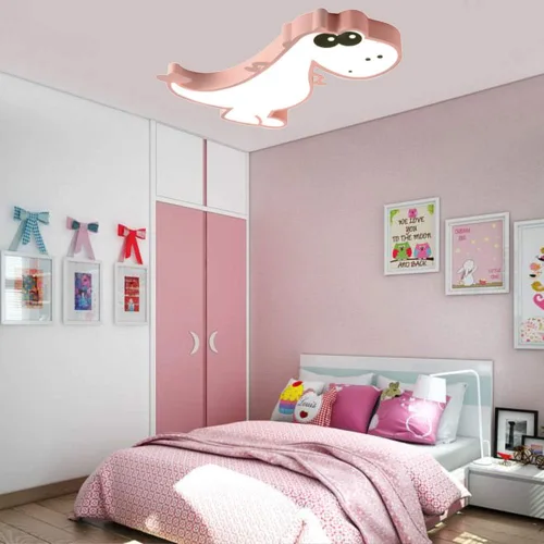 Vista 3 de RUNNUP Lámpara de techo LED de dinosaurio creativa, lámpara de techo empotrada para dormitorio de niños, decoración moderna, lámpara colgante
