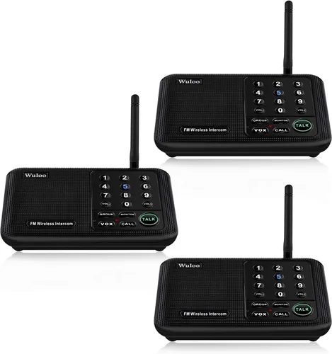 Vista 10 de Wuloo Intercomunicadores inalámbricos para el hogar de 1 milla (5280 pies) Rango 10 - Canal, sistema de intercomunicación inalámbrico para el hogar