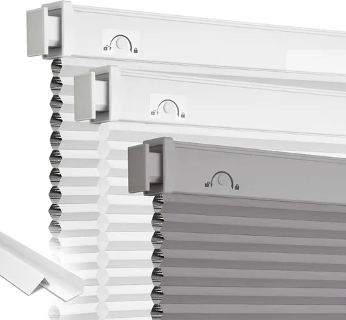 Vista 13 de Grandekor Persianas celulares inalámbricas sin taladro, opacas, persianas de panal para ventanas interiores, protección UV, privacidad, sin taladro