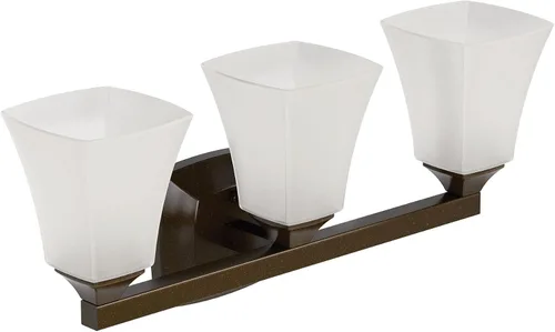 Vista 5 de Moen Voss YB5163ORB - Accesorio de tocador de baño de doble montaje con 3 luces de bronce aceitado con vidrio esmerilado