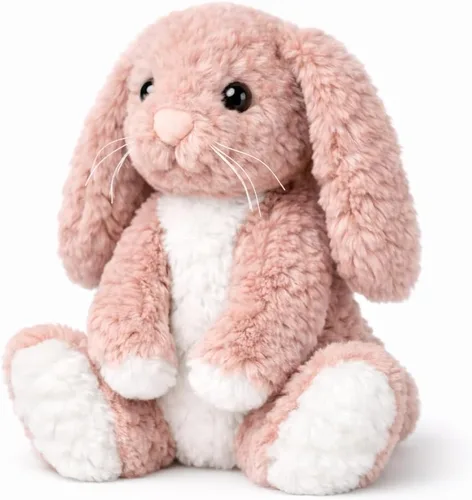 Vista 3 de Peluche de conejo, 10.5 pulgadas de alto, parte inferior pesada para sentarse independientemente, animal de peluche de conejo certificado