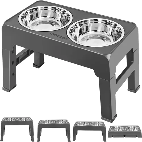 Vista 9 de URPOWER Cuencos elevados para perros, soporte de cuenco elevado ajustable Negro carbón