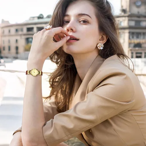 Vista 7 de NN BEN NEVIS Relojes para mujer elegante clásico pequeño reloj de cuero dorado Easy Reader Relojes de pulsera para mujer