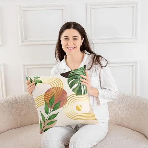 Vista 3 de Erosebridal Funda de almohada de hojas de palmera de 16 x 16 pulgadas, funda de almohada con plantas botánicas tropicales para niños, adolescentes