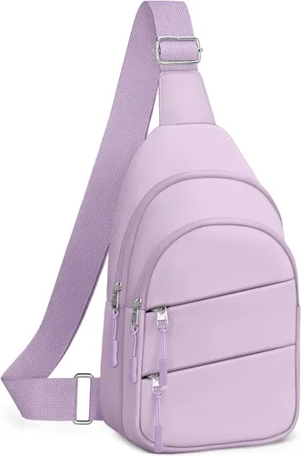 Vista 13 de Tuwubi Bolsos cruzados para mujer, bolsa para hombres, mochila pequeña de senderismo antirrobo, ligera para viajes al aire libre (M, beige)