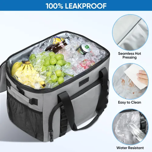Vista 5 de BALEINE Bolsa térmica suave extragrande, enfriador portátil a prueba de fugas, volumen de 40/60 latas para playa, camping, kayak, viajes y viajes