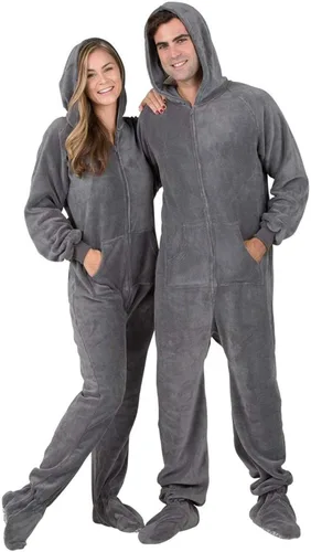 Vista 3 de Footed Pajamas - Enterizo con capucha a juego para la familia Suéteres de una pieza para niños, niñas, hombres, mujeres y mascotas, unisex, Candy