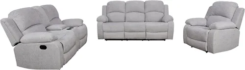 Vista 5 de GS28XX - Juego de sofá reclinable de 3 piezas, tapicería de lino, reclinable manual con mesa desplegable y consola intermedia, muebles de sala
