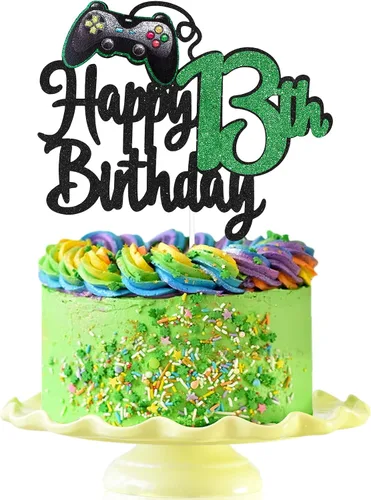 Vista 13 de Decoración de pastel de feliz cumpleaños 8 para videojuegos, suministros para tartas de fiesta de cumpleaños de 8 años, juego en nivel, decoración