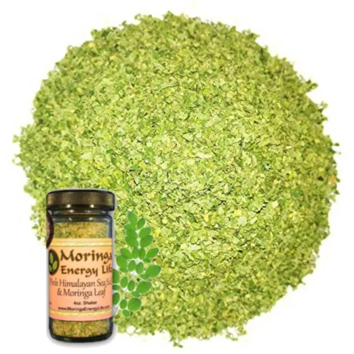 Vista 2 de Moringa Energy Life - Sal marina de moringa de 4 onzas – Salero de sal marina rosa del Himalaya y hoja de moringa, minerales esenciales y ricos