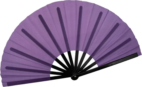 Vista 18 de QIRMIZI Abanico grande plegable para rave – Abanicos de tela de nailon, abanicos retro vintage para kung fu, tai chi, danza, festivales de música