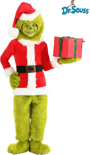Vista 2 de elope Dr. Seuss - Disfraz de Grinch de Papá Noel con cara abierta