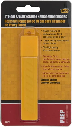 Vista 2 de M-D Building Products 49977 Cuchilla de repuesto para rascador de piso y pared de 4 pulgadas 4-1/8in x 1/4in x 1/8in Size, Silver Finish, Removes