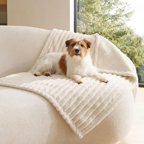 Vista 11 de Bedsure ComfyFleece® - Mantas impermeables para perros grandes, 50 x 60 pulgadas, color crema