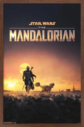 Vista 17 de Trends International Star Wars: The Mandalorian - Póster de pared de una hoja D23, 14.725 x 22.375 pulgadas, versión enmarcada de madera de granero