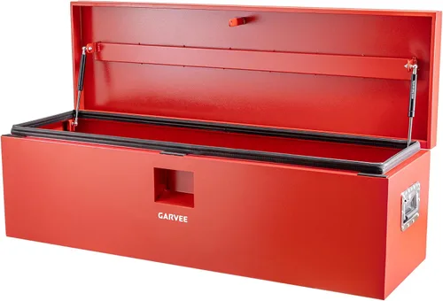 Vista 10 de Garvee Caja de herramientas de acero para camiones, resistente, con dos tapas, candado y resistente a la intemperie, ideal para camioneta, cama