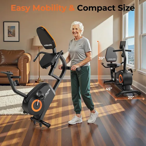 Vista 6 de YOSUDA Recumbent Exercise Bike for Home，Magnetic Staionary Bike for Seniors/Adults with Adjustable Seat, 350LB Capacity, 16-level Resistance, LCD
