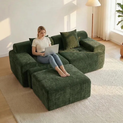 Vista 17 de Sofá modular de 84 pulgadas, sofá sin hueso de asiento profundo de Beige