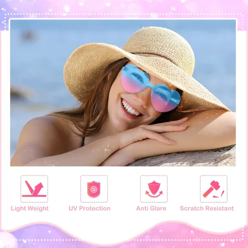 Vista 4 de JDHXBMW 12 Pairs Heart Shaped Sunglasses Candy Color Rimless Fun Heart Sunglasses for Women Men Party Favors
