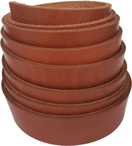 Vista 6 de Tira de cuero de 1/2 pulgada Russet 8-9 oz. (0.126-0.142 in) - Correas de cuero Latigo de hasta 96 pulgadas de largo, fabricadas en Estados Unidos