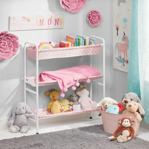 Vista 2 de mDesign Marco de metal de 3 niveles, carrito organizador vertical de almacenamiento de juguetes para dormitorio de niños/niños, sala de juguetes