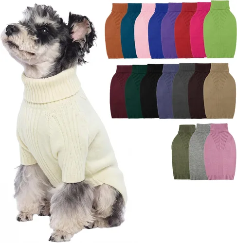 Vista 74 de IECOii Suéter de perro salchicha de cuello alto para perros pequeños, medianos y hembras, elástico y transpirable, abrigo de punto cálido, para Negro
