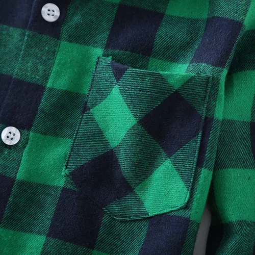 Vista 6 de Yinggeli Camisas a cuadros para niños y niñas, camisas de vestir de franela de manga larga con botones 2T - 8T