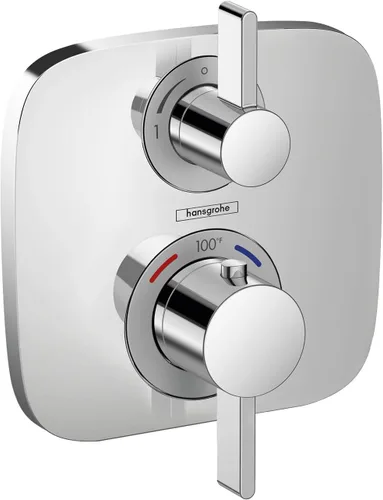 Vista 2 de hansgrohe Ecostat E 15718821 - Moderna válvula de ducha con equilibrio de presión en níquel cepillado