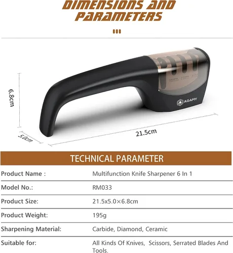Vista 4 de 6 en 1 mejor afilador de cuchillos Afilador de cocina de 4 etapas premium para cuchillos, tijeras Diamante duro, carburo, ranuras de cerámica