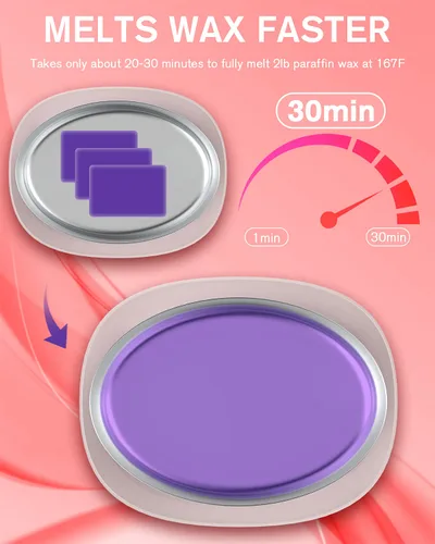 Vista 4 de Máquina de cera de parafina para manos y pies - Kit de calentador de cera de parafina hidratante con temporizador automático y función de mantener
