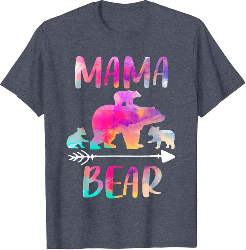 Vista 35 de Bear Matching Family Outfits, Funny Mama Bear Three Cubs T-Shirt Negro
