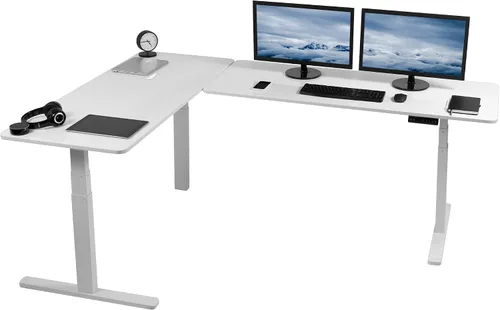 Vista 12 de VIVO DESK-KIT-3E8BO - Escritorio eléctrico de altura ajustable de 83 x 60 pulgadas para trabajar de pie, con 2 cubiertas sólidas de bambú, marco
