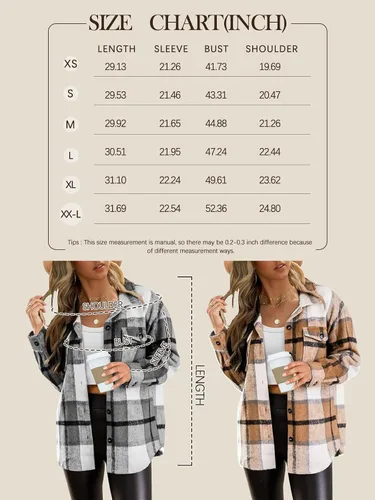 Vista 6 de AUTOMET Womens Casual Plaid Shacket Button Down Long Sleeve Shirts 2024