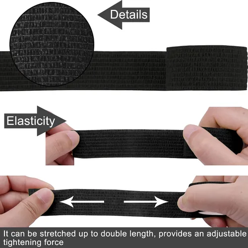 Vista 4 de BQTQ 120 rollos de vendaje autoadhesivo de 1 pulgada x 5 yardas, cinta atlética negra, vendajes elásticos autoadhesivos, cinta para esguinces