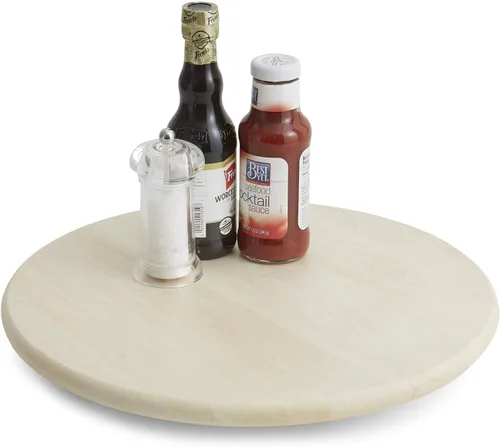 Vista 9 de Woodard & Charles Plato giratorio redondo Lazy Susan con mecanismo de rodamiento de bolas de acero inoxidable (Negro) Lazy Susan Turntable With