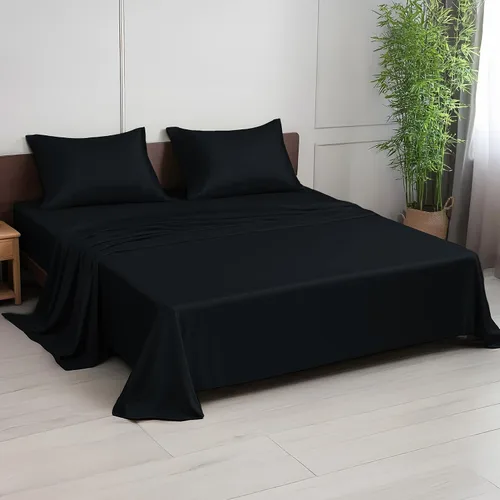 Vista 10 de Linenwalas Juego de sábanas de alta calidad 100% viscosa derivada de bambú, ultra suave, transpirable y refrescante, ideal para personas que duermen