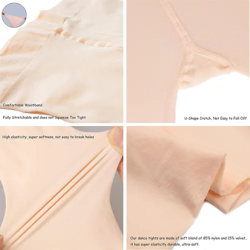 Vista 4 de DANCEYOU Mallas de baile para mujer, 2 pares de mallas de ballet convertiblescon pies para niñas, leggings opacos para niños pequeños, niños