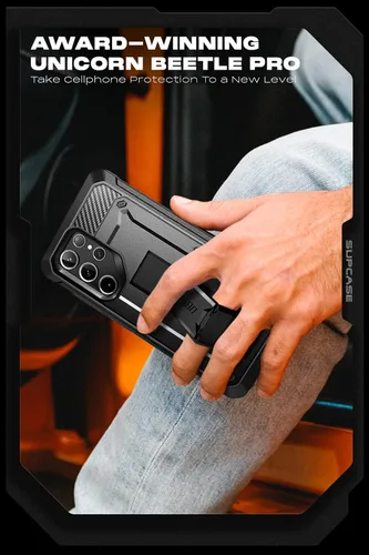 Vista 7 de SUPCASE Funda para Samsung Galaxy S23 Ultra con soporte (Unicorn Beetle Pro), [marco frontal integrado y clip para cinturón]
