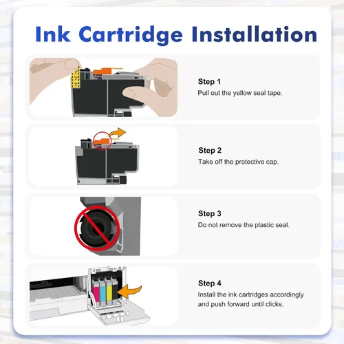 Vista 4 de LC404 MFC-J1205W LC404XL - Cartuchos de tinta para impresora Brother 404XL LC 404 XL para MFC-J1205W MFC-J1215W MFC J1205W J1215W - Paquete de 4