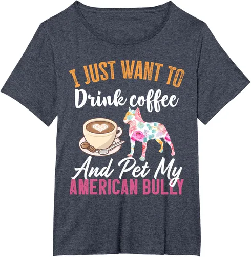 Vista 29 de I Just Want to Drink Coffee and Pet My American Bully Camiseta, Negro, S