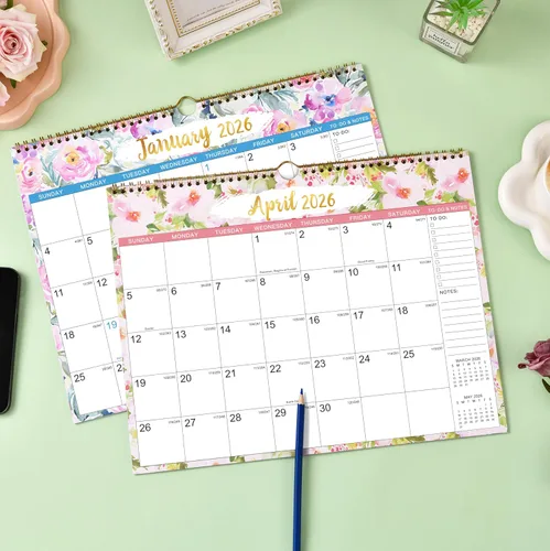 Vista 3 de Calendario de pared 2026 – enero 2026 – diciembre 2026, calendario 2026, 14.7 x 11.5 pulgadas, calendario 2026 de 12 meses, encuadernado en espiral