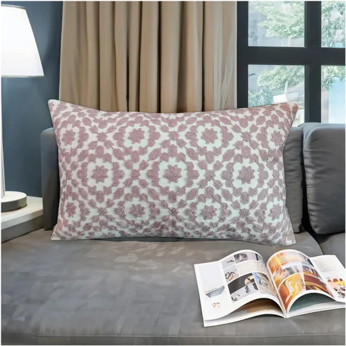 Vista 27 de Funda de almohada de algodón, diseño de bolero. Funda decorativa con diseño geométrico. En lona de algodón. Bordado, con costuras en cadena. 1pc