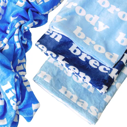 Vista 9 de Girls Love A Monogram Se envía al día siguiente- Mantas personalizadas azules para bebé niño con nombre - Impreso en Estados Unidos - Manta