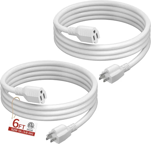 Vista 48 de Cable de extensión corto de 16/3 de 1 pie, cable de extensión negro flexible y duradero, cable de alimentación de 3 clavijas para interiores