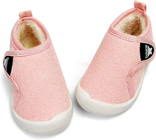 Vista 3 de OAISNIT Botas de nieve para bebés y niñas con suela de goma antideslizante, zapatos de invierno con pantuflas casuales de piel de felpa cálida